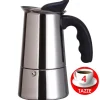 MOKA ESPRESSO MAKER CAFFETTIERA MACCHINETTA CAFFE' CAFFÈ 4 TAZZE ACCIAIO INOX