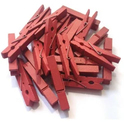 MOLLETTE PINZE  IN LEGNO PER DECORAZIONE MOLLETTINE ROSSE DA 3.5 CM PORTAFOTO