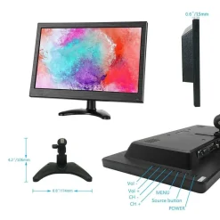 MONITOR HDMI VGA SCHERMO LCD TFT 13.3 POLLICI 1080P ALTOPARLANTE BNC USB RCA