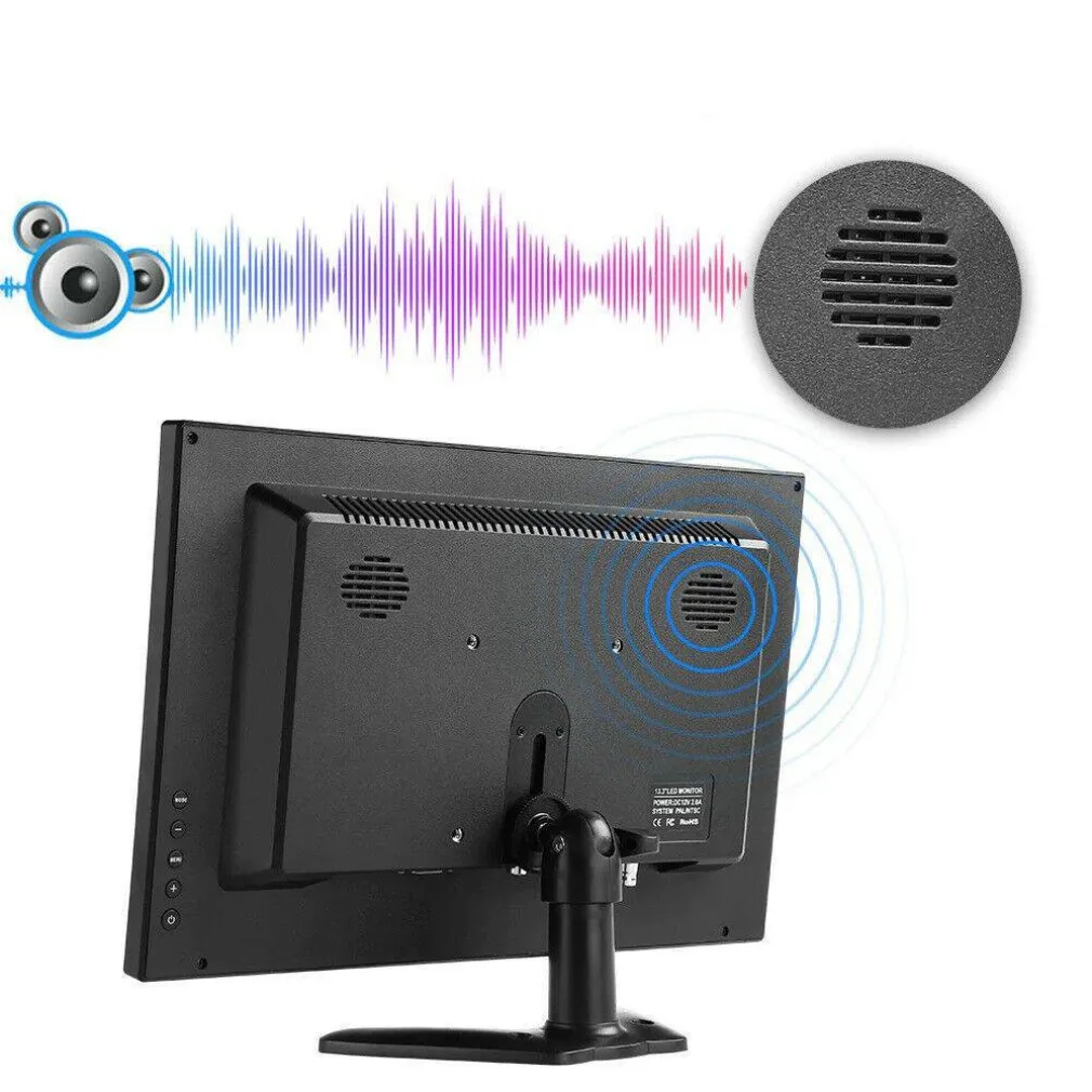 MONITOR HDMI VGA SCHERMO LCD TFT 13.3 POLLICI 1080P ALTOPARLANTE BNC USB RCA