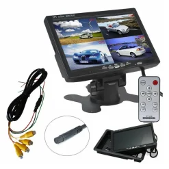 MONITOR LCD 7'' TELECAMERA TV TELEVISORE RETROMARCIA 4 INGRESSI VIDEO SORVEGLIANZA