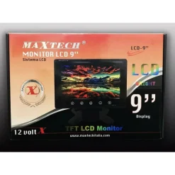 MONITOR PER VIDEOSORVEGLIANZA TELECAMERA AUTO LCD 9 POLLICI 12V MAXTECH LCD-9