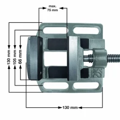 MORSA 75 MM A GANASCE PER TRAPANO A COLONNA MORSA PER TRAPANO COLONNA 75 MM
