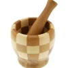 MORTAIO PESTELLO MANUALE 11.5X10 CM IN BAMBOO LEGNO PER PESTO SPEZIE CONDIMENTO