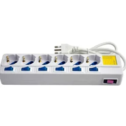 MULTIPRESA 6 POSTI SCHUKO BIPASS 10-16A CON 7 INTERRUTTORI PROTEZIONE BAMBINI