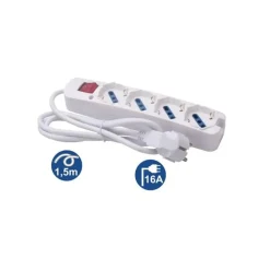 MULTIPRESA 4 USCITE UNIVERSALI SPINA 16A CAVO 1.5MT BIANCO CON INTERRUTTORE 80174N