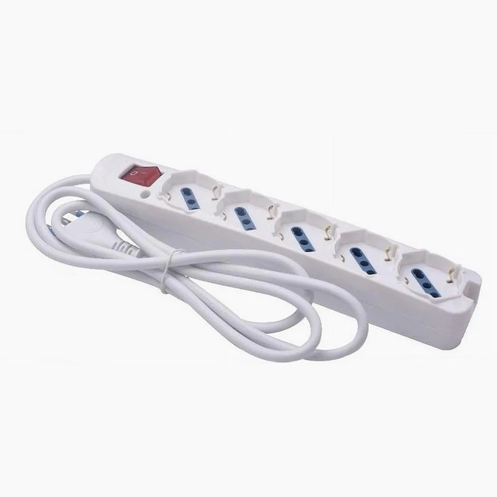 MULTIPRESA 5 USCITE UNIVERSALI SPINA 16A CAVO 1.5 MT INTERRUTTORE BIANCO 80180N