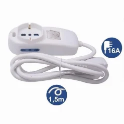 MULTIPRESA 1 USCITE UNIVERSALI + 2 BIPASSO 10/16A SPINA 16A CAVO 1.5 MT 80331N