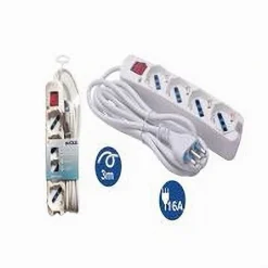 MULTIPRESA 4 USCITE UNIVERSALI CON INTERRUTTORE LUMINOSO SPINA 16A CAVO 3MT 80190N