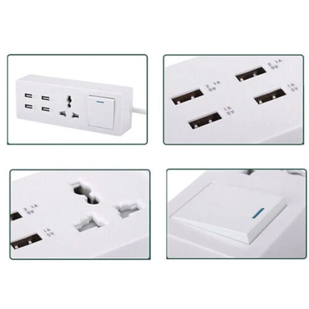 MULTIPRESA CIABATTA ELETTRICA CON 1 PRESE UNIVERSALI 4 USB CON INTERRUTTORE