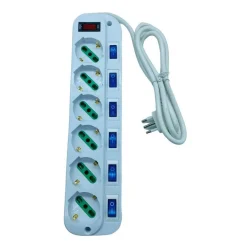 MULTIPRESA CIABATTA ELETTRICA CON 6 PRESE UNIVERSALI ITA 10/16A SCHUKO BIPASSO