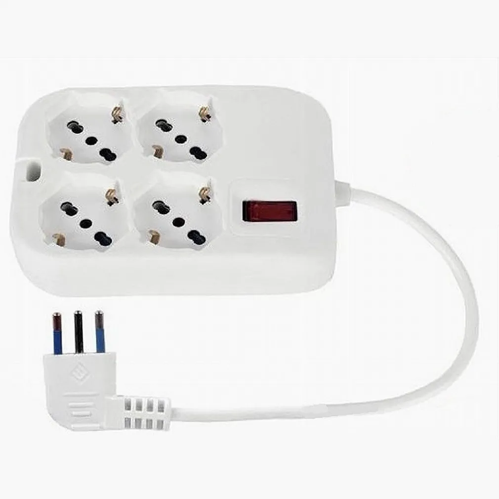 MULTIPRESA CIABATTA QUADRATA 4 USCITE UNIVERSALI SPINA 10A CAVO 1.5MT BIANCO 80186N