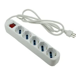 MULTIPRESA ELETTRICA CIABATTA 5 INGRESSI BIPASSO SCHUKO 10 16A INTERRUTTORE