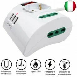MULTIPRESA ELETTRICA DA SCRIVANIA TAVOLO CON 3 PRESA 3 USB BIANCO SHUKO BIPASSO