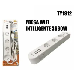 MULTIPRESA INTELLIGENTE CORRENTE WIFI DOMOTICA ANDROID IOS 4 USB 16A 3680W TY1912