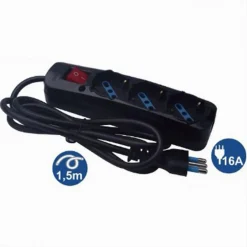 MULTIPRESA NERA CAVO 1,5MT SPINA 16A + 3 USCITE SCHUKO PROTEZIONE BAMBINI 80096N