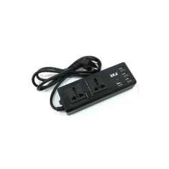 MULTIPRESA PRESA UNIVERSALE 2 SPINE UK ITA 4 USB 2.1A 1A 5V INTERRUTTORE NERO