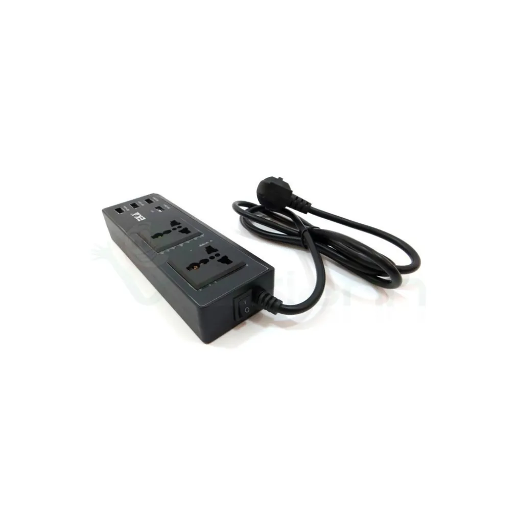 MULTIPRESA PRESA UNIVERSALE 2 SPINE UK ITA 4 USB 2.1A 1A 5V INTERRUTTORE NERO