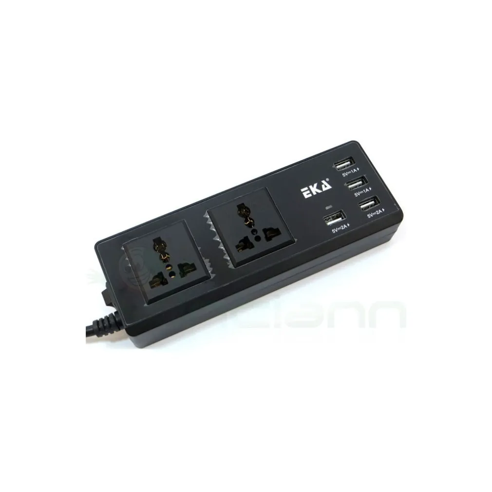 MULTIPRESA PRESA UNIVERSALE 2 SPINE UK ITA 4 USB 2.1A 1A 5V INTERRUTTORE NERO