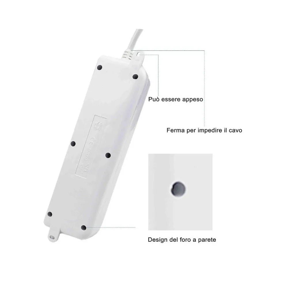 MULTIPRESA SCARPETTA CIABATTA ELETTRICA 4 POSTI 10/16A BIPASSO CON INTERRUTTORE