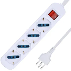 MULTIPRESA SHUKO BIPASSO 10 E 16 AMP 4 POSTI CIABATTA ELETTRICA CON INTERRUTTORE