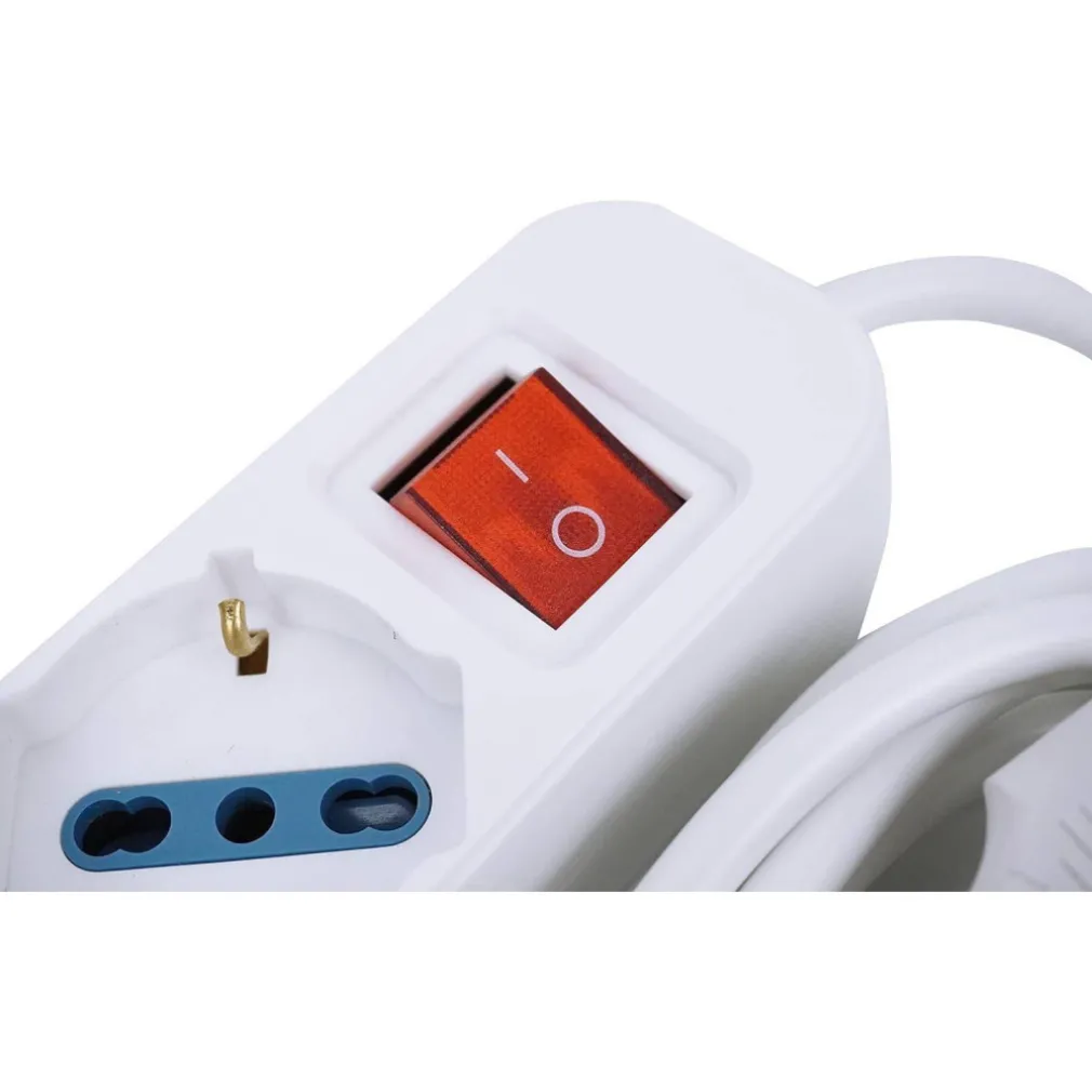 MULTIPRESA SHUKO BIPASSO 10 E 16 AMP 6 POSTI CIABATTA ELETTRICA CON INTERRUTTORE