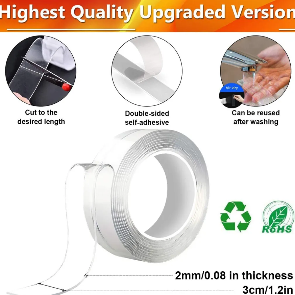 NASTRO BIADESIVO TRASPARENTE MILLEUSI ADESIVO ATTACCA TUTTO 3CM X 2 MT ACRILICO