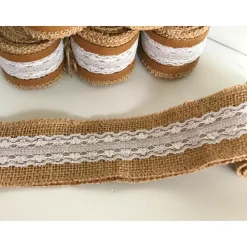 NASTRO IN PIZZO JUTA PER DECORAZIONI BOMBONIERA WEDDING TULLE RIBBON SHABBY