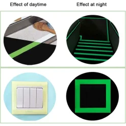 NASTRO LUMINOSO ADESIVO FLUORESCENTE SICUREZZA IMPERMEABILE LUCE VERDE 5MT X 3CM