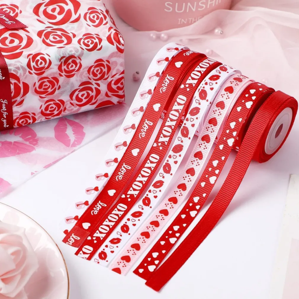 NASTRO SAN VALENTINO ASS. 1x270 CM 2 PEZZI MATRIMONIO ANNIVERSARIO DECORAZIONI REGALO