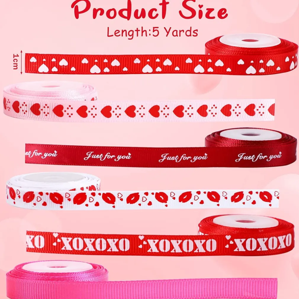 NASTRO SAN VALENTINO ASS. 1x270 CM 2 PEZZI MATRIMONIO ANNIVERSARIO DECORAZIONI REGALO