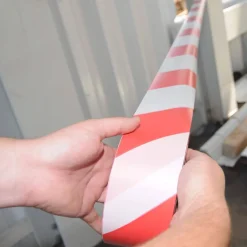 NASTRO SEGNALETICO ANTISTRAPPO SICUREZZA CANTIERE PERICOLO BIANCO ROSSO 50MMX18M