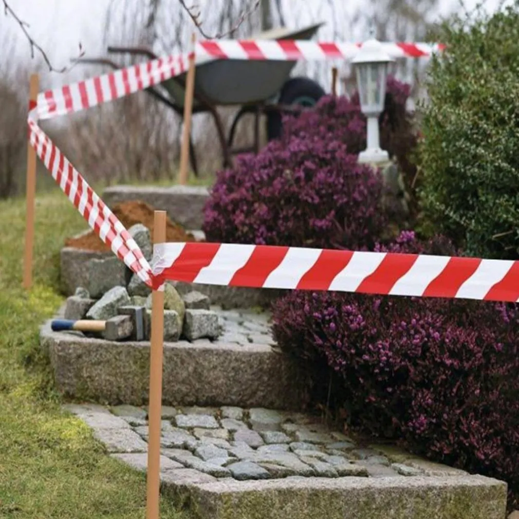 NASTRO SEGNALETICO DI SICUREZZA ROTOLO DA 50 MT SEGNA PERCORSO BIANCO ROSSO
