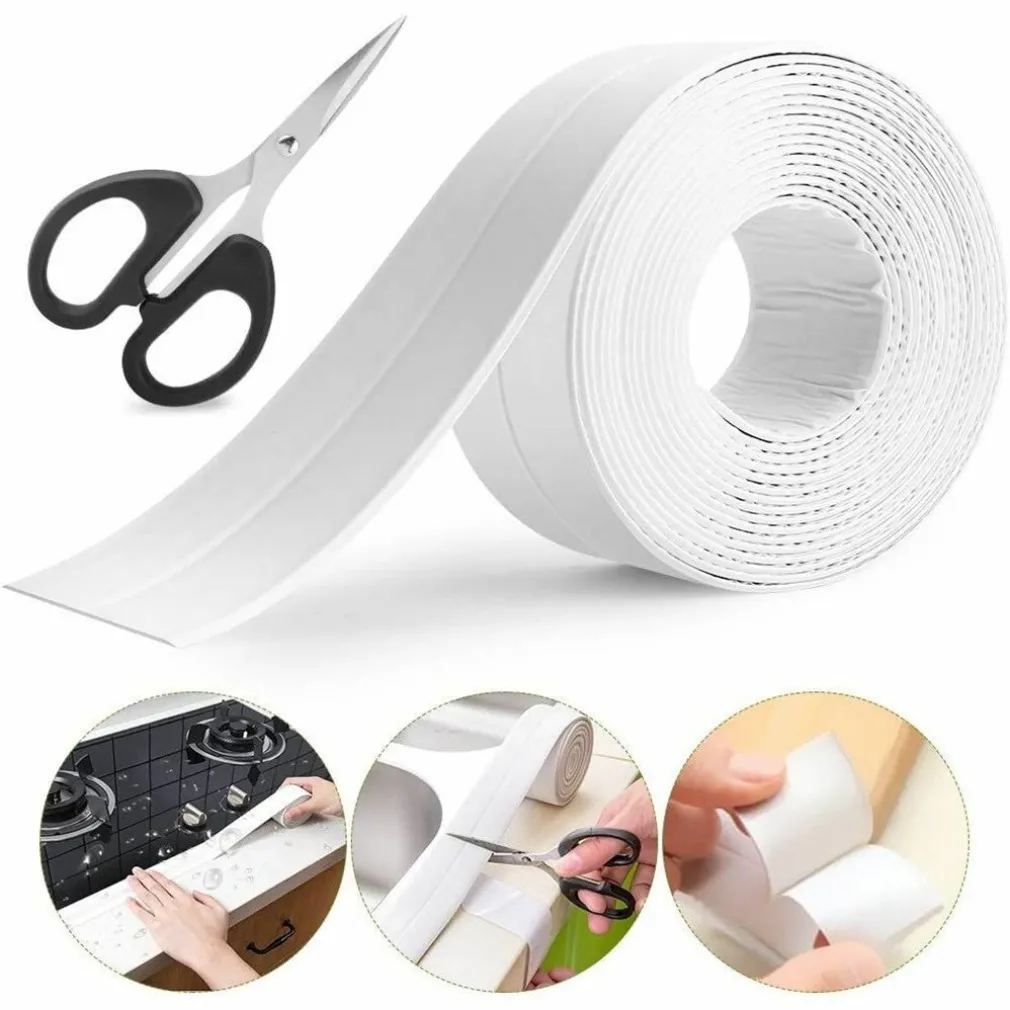 NASTRO SIGILLANTE PIEGHEVOLE IMPERMEABILE ANTIMUFFA PER BAGNO CUCINA 3.4 MT BIANCO