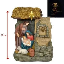 NATIVITA' IN RESINA SCENARIO CON FONTANA E LUCE CALDA 37CM DECORAZIONI NATALIZIE