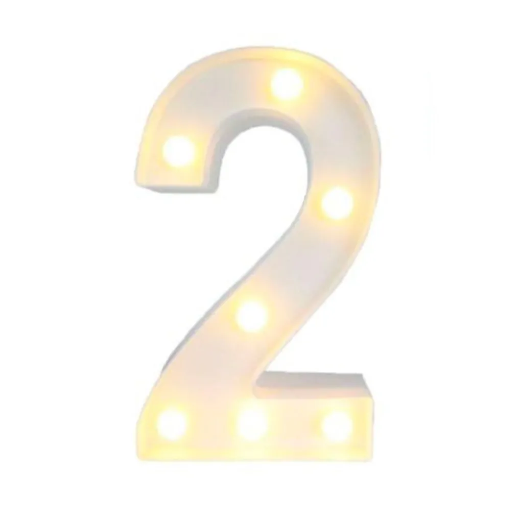 NUMERO 2 LUMINOSO CON LUCI LED A BATTERIA DECORAZIONI PER LA CASA DIM. 22 CM