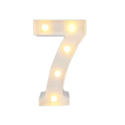 NUMERO 7 LUMINOSO CON LUCI LED A BATTERIA DECORAZIONI PER LA CASA DIM. 22 CM