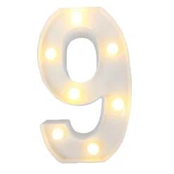 NUMERO 9 LUMINOSO CON LUCI LED A BATTERIA DECORAZIONI PER LA CASA DIM. 22 CM