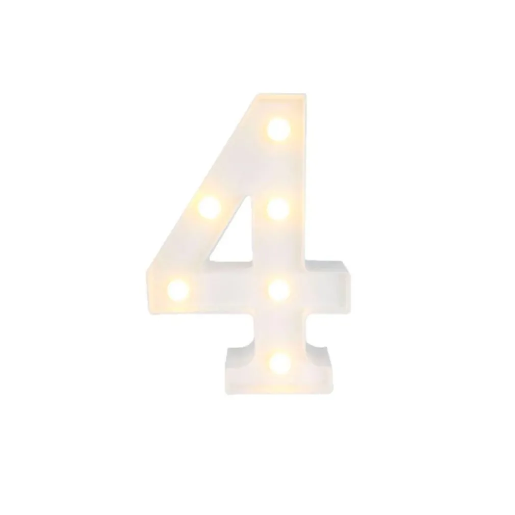 NUMERO 4 LUMINOSO CON LUCI LED A BATTERIA DECORAZIONI PER LA CASA DIM. 22 CM