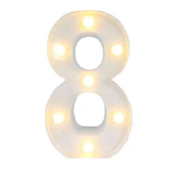 NUMERO 8 LUMINOSO CON LUCI LED A BATTERIA DECORAZIONI PER LA CASA DIM. 22 CM