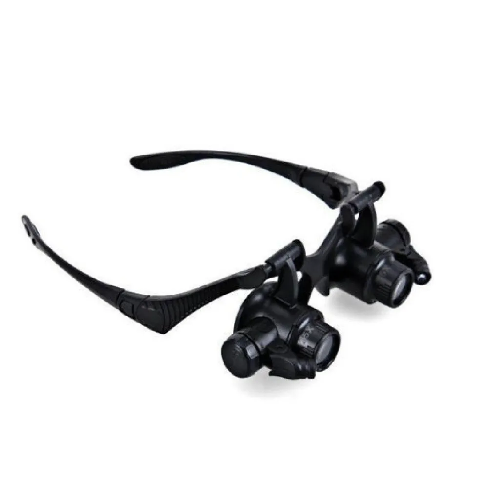 OCCHIALI LENTE INGRANDIMENTO 25 X DI PRECISIONE OCULARI 4 LENTI LUCI LED 9892G