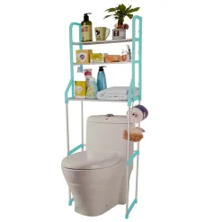ORGANIZER 3 MENSOLE SCAFFALE SOPRA WC BAGNO LAVANDERIA SALVASPAZIO BLU