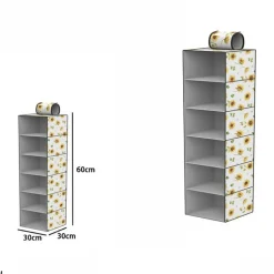 ORGANIZER ARMADIO 6 RIPIANI STRATI PENSILE PORTA OGGETTI SCAFFALE 30x30x60 CM