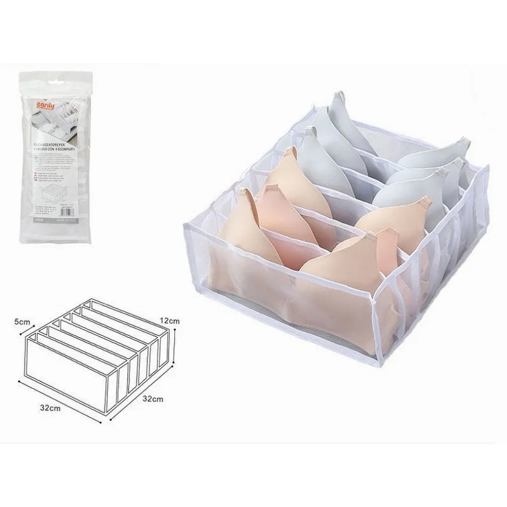 ORGANIZER PER ARMADIO 6 SCOMPARTI IN TESSUTO BIANCHERIA INTIMA SALVASPAZIO 59977