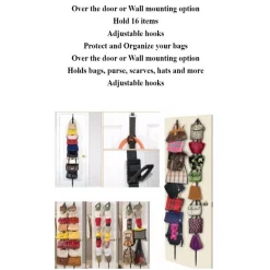 ORGANIZER PER BORSE CAPPELLI CON ELASTICO REGOLABILE PER PORTA CON 16 GANCI