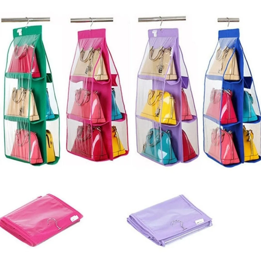 ORGANIZZATORE PORTA APPENDI SALVASPAZIO BORSE 6 POSTI PVC DA ARMADIO ESPOSITORE