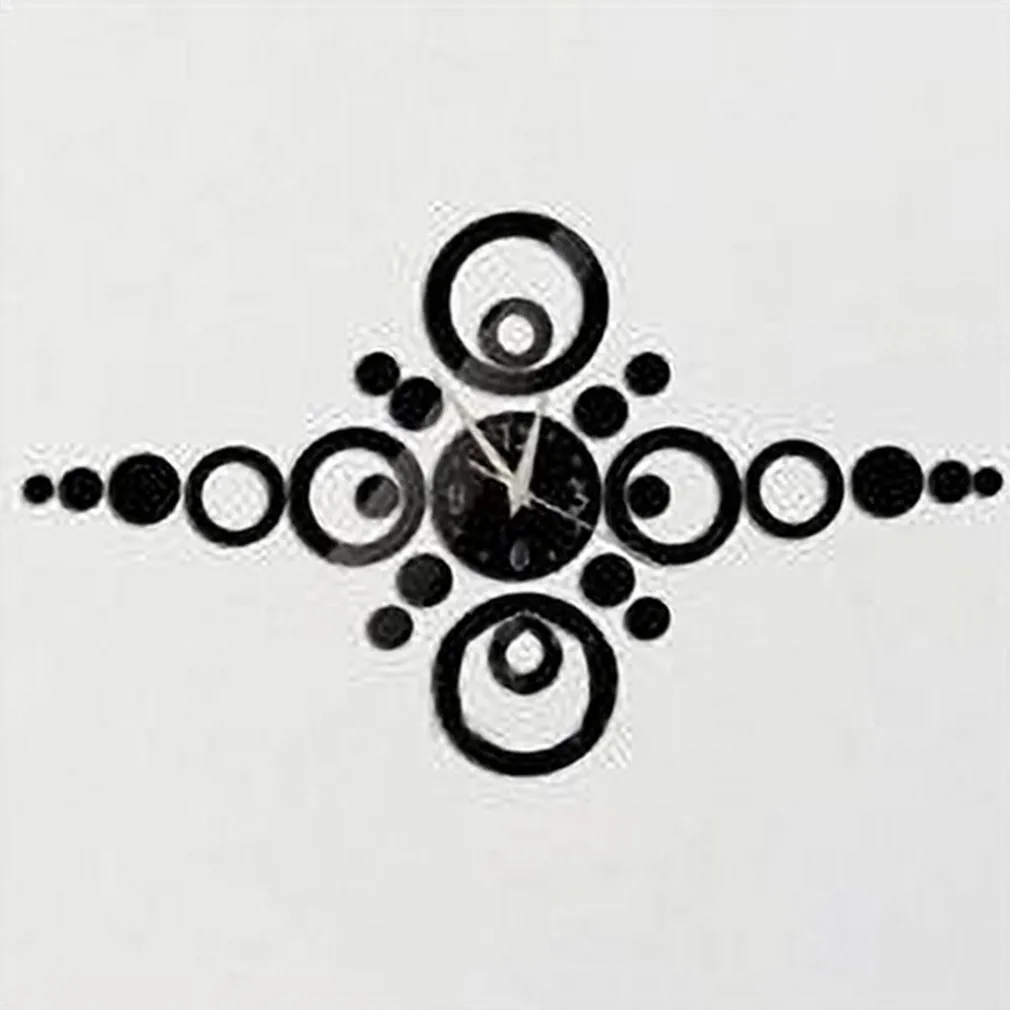 OROLOGI DA PARETE ADESIVO OROLOGIO MODERNO EFFETTO SPECCHIO CON CERCHI FORMA PIU