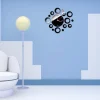 OROLOGIO A PARETE ADESIVO 3D EFFETTO SPECCHIO DECORAZIONE PALLA CERCHI NUMERI ROMANI