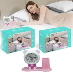 OROLOGIO ANALOGICO SVEGLIA A FORMA DI ORSACCHIOTTO CON PORTAPENNE TAVOLO TX-9123