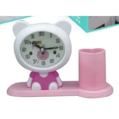 OROLOGIO ANALOGICO SVEGLIA A FORMA DI ORSACCHIOTTO CON PORTAPENNE TAVOLO TX-9123